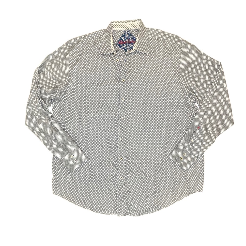 Robert Graham Blue and Green Dot Button Down Shirt Size 2XL